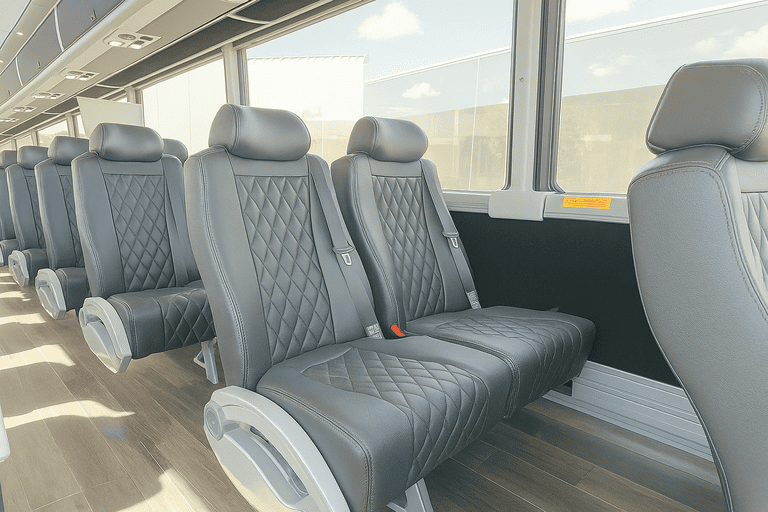 interior of Birmingham Minibus Company charter bus
