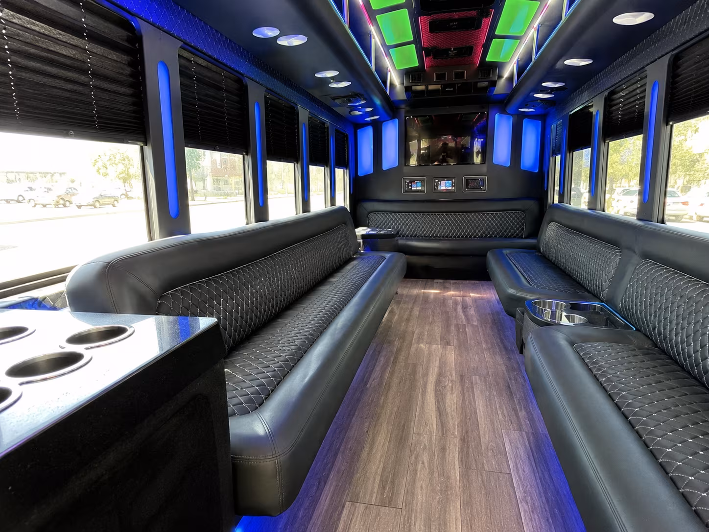 birmingham 15 passenger party bus inside